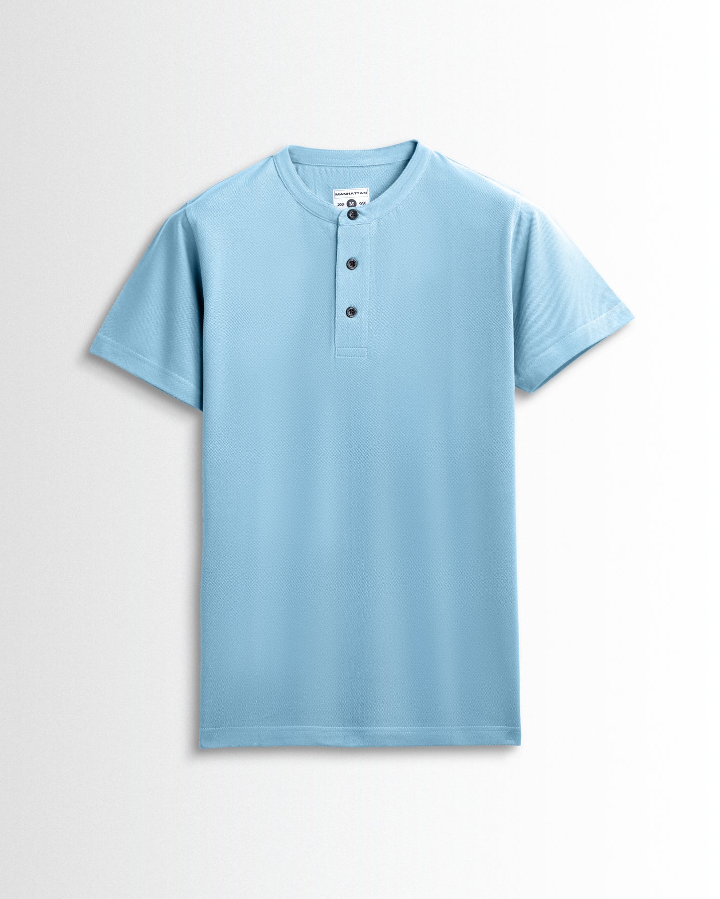 Pure Cotton Henley Without Pocket T Shirts (Sky Blue)