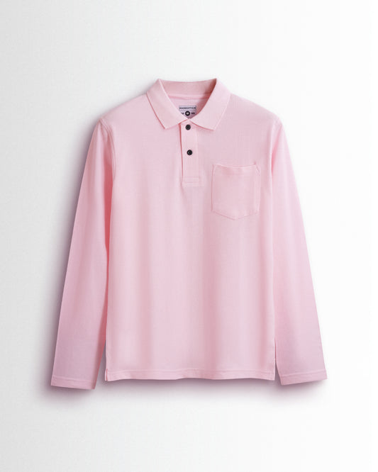 Cotton Polo Full Sleeve Unisex Pocket Pearl Pink