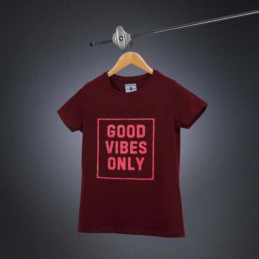 Womens Round Neck Regular Fit Maroon T Shirts