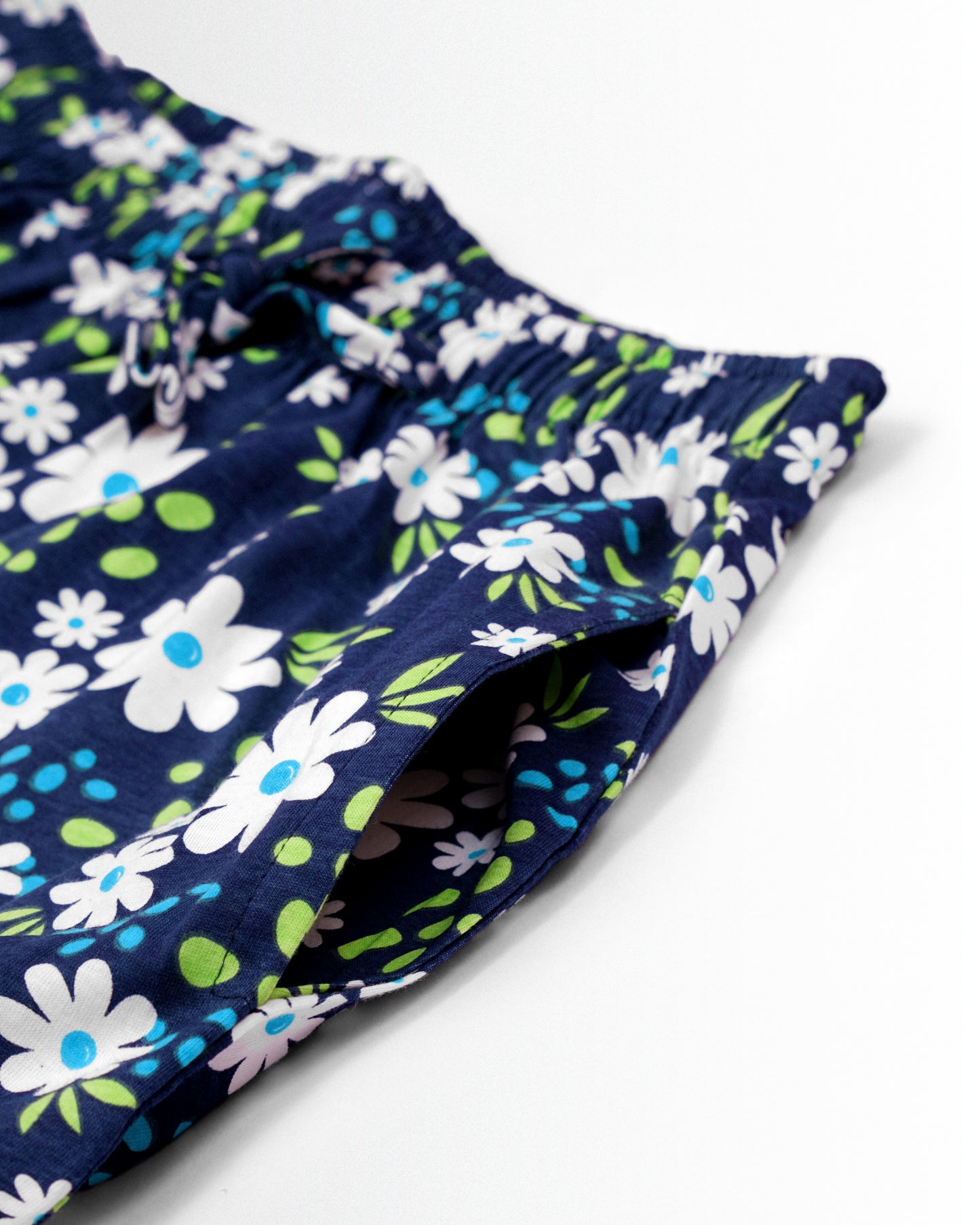 Women's Co ord set Navy White Flower
