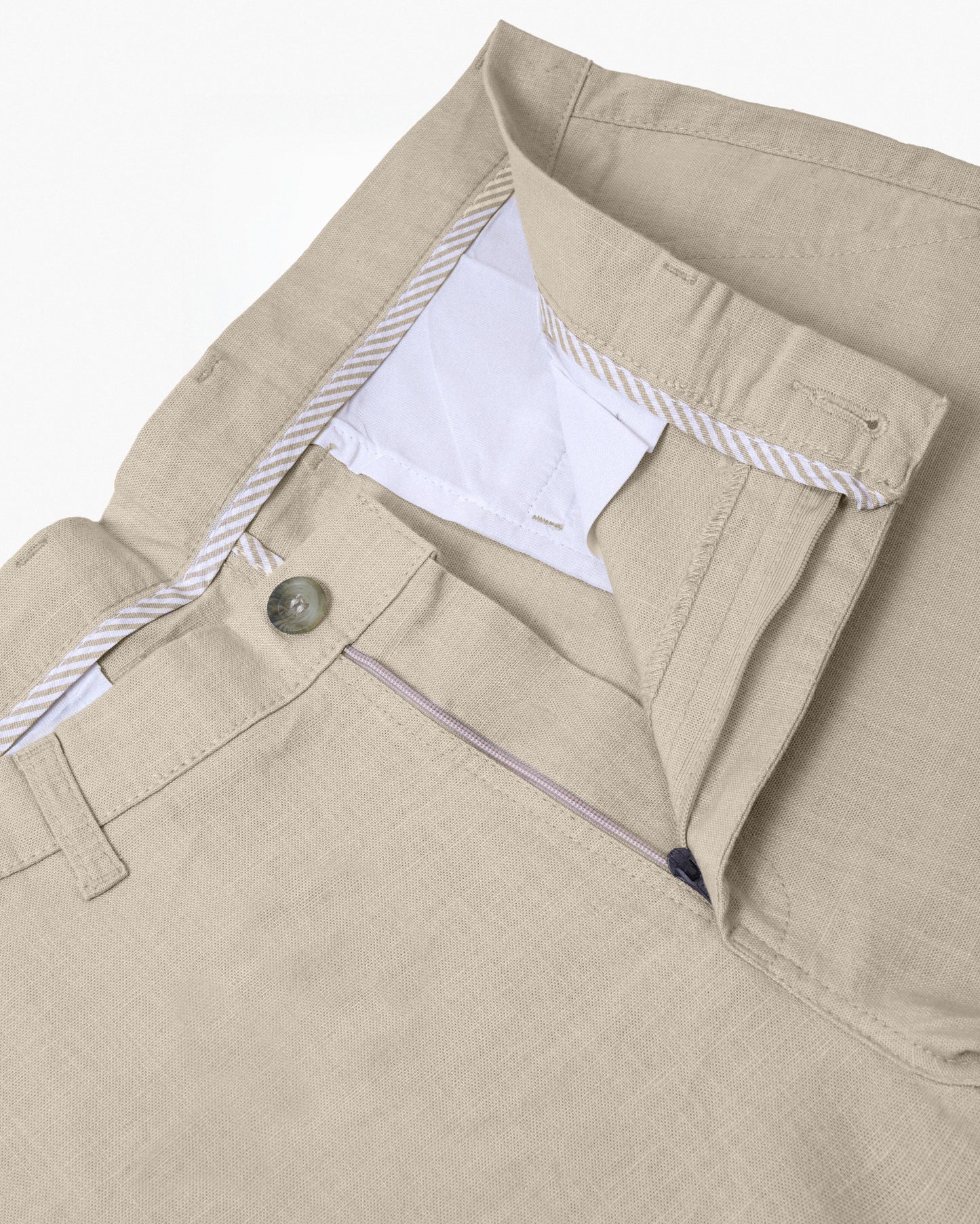 Cotton Casual Pants Light Beige Linen