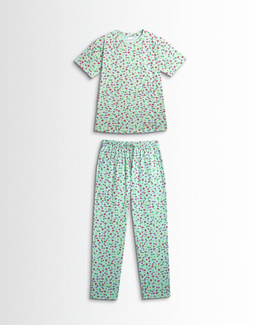 Women's Co ord set Green Roses