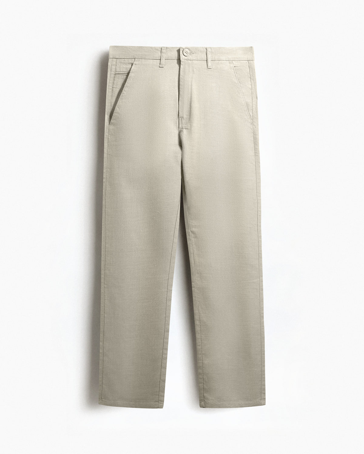 Cotton Casual Pants Beige Linen