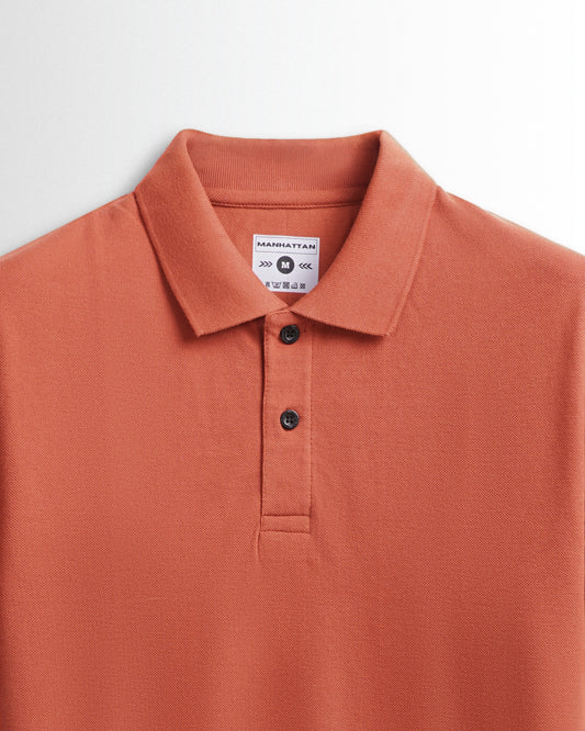 Pure Cotton Polo Plain T Shirts (Rust) Without Pocket