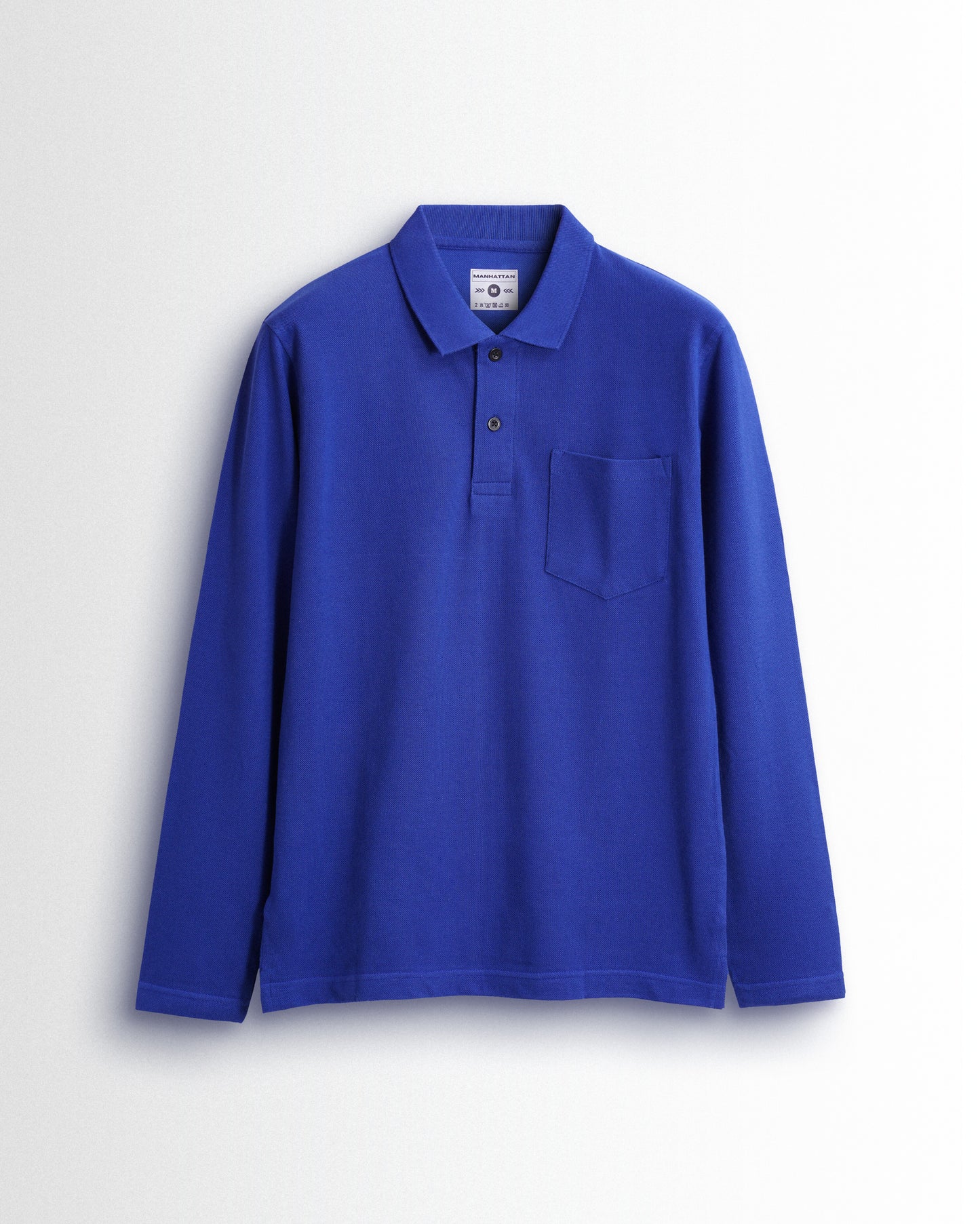 Cotton Polo Full Sleeve Pocket Unisex Azure Blue