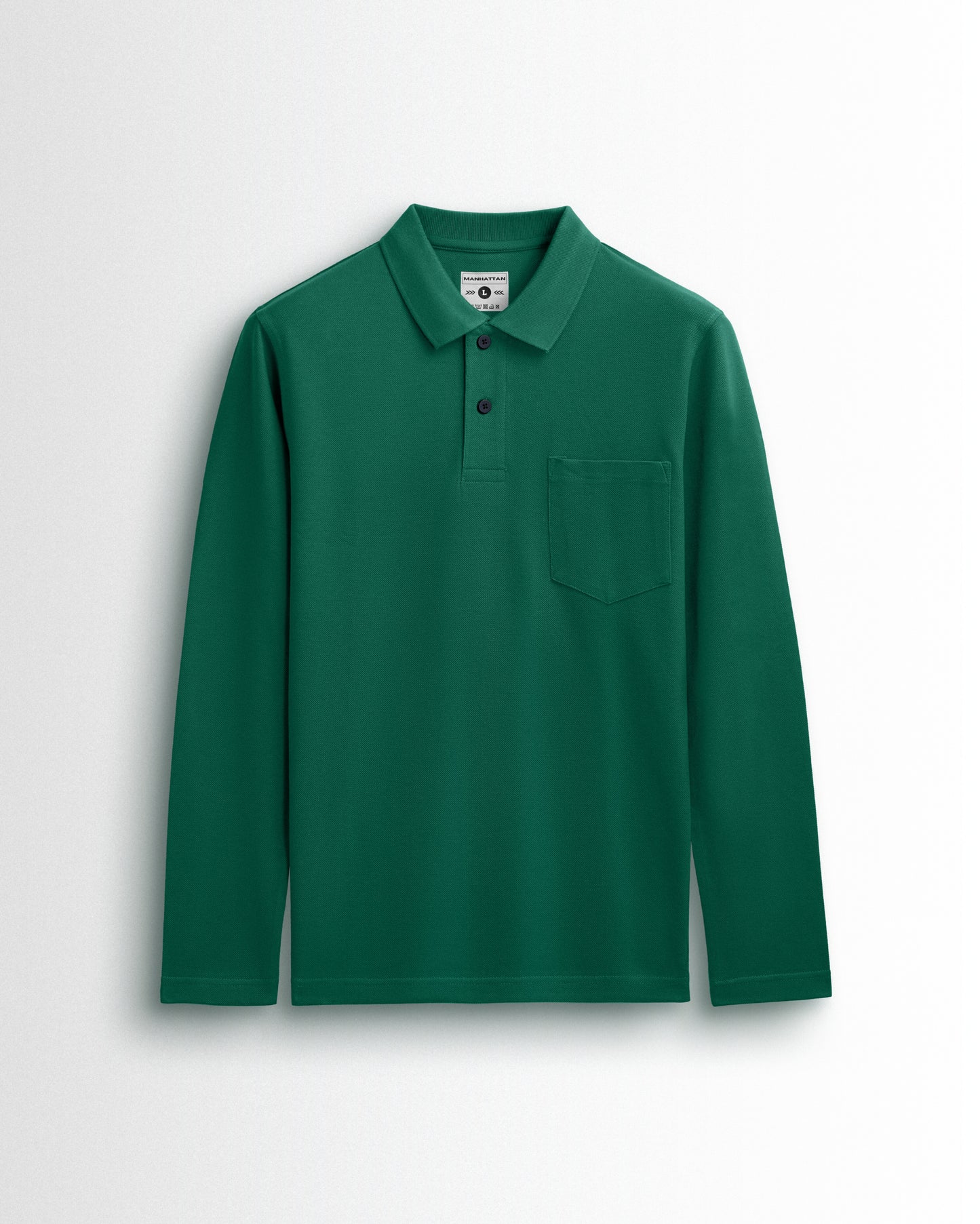 Cotton Polo Full Sleeve Unisex Forest Green Pocket