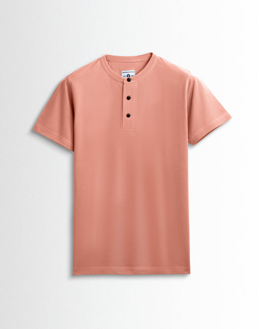 Pure Cotton Henley Without Pocket T shirts (Light Orange)