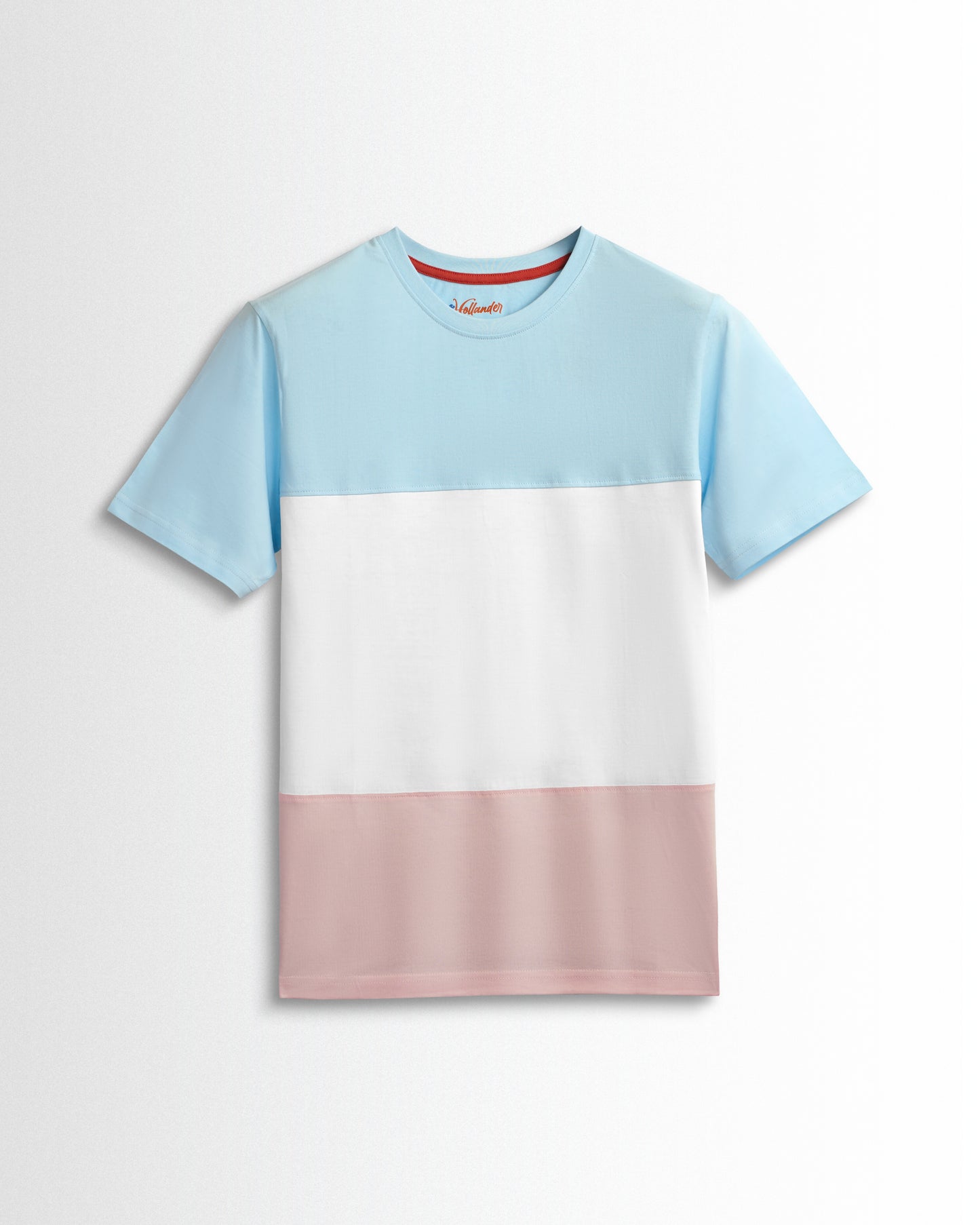 Round Neck Sky Blue/White Cut and Sew