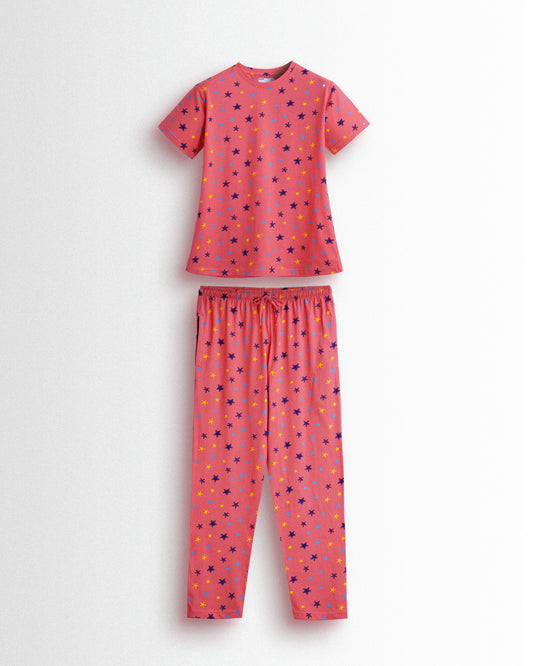 Women's Co ord set Coral (Stars)