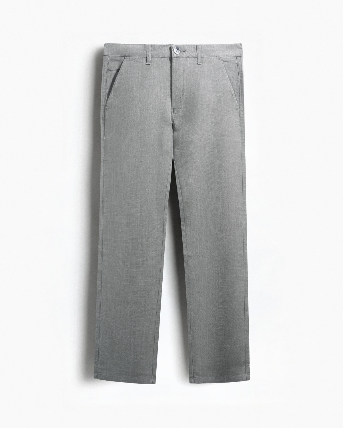 Cotton Casual Pants Ash Grey Linen