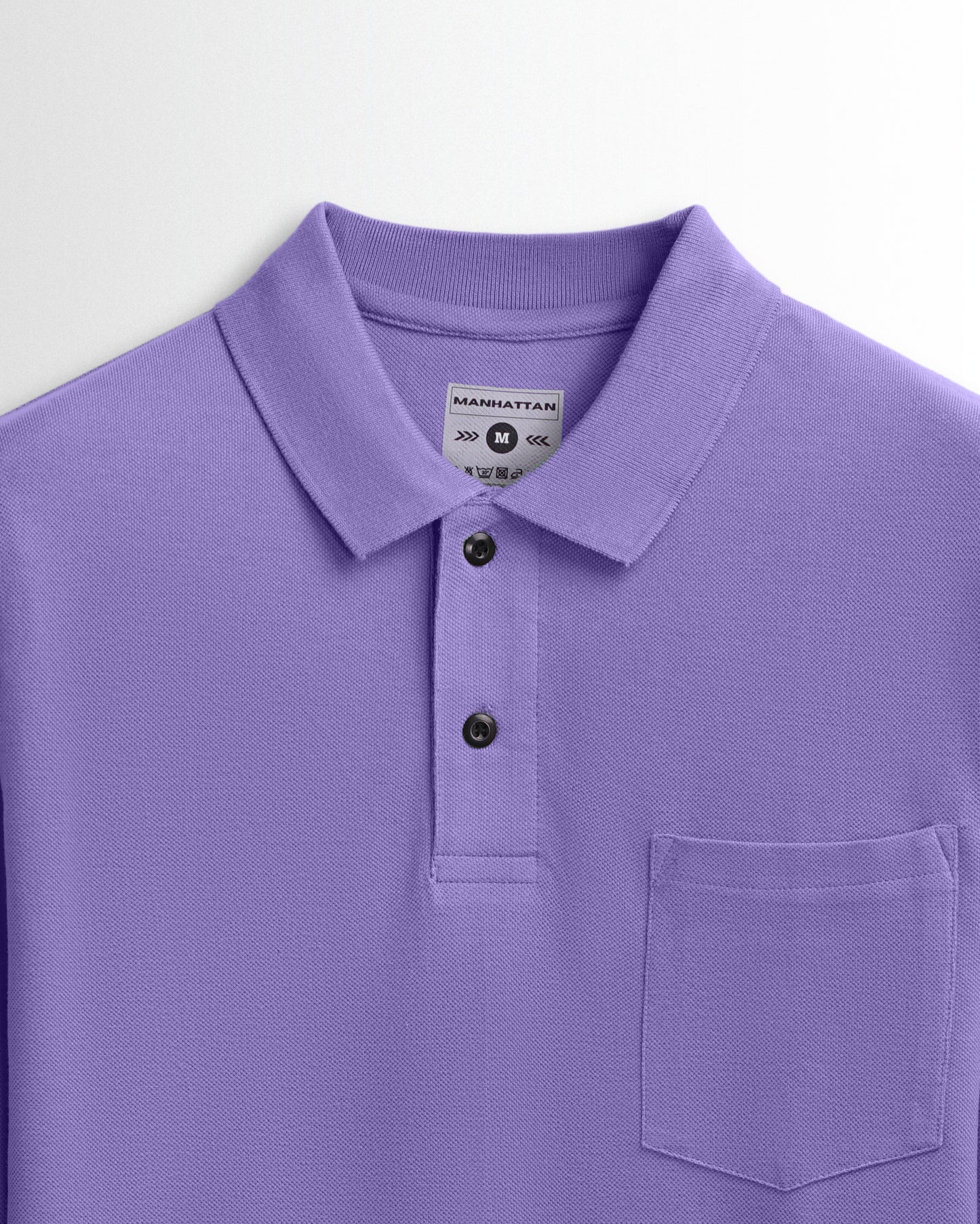 Cotton Polo Full Sleeve Unisex Lavender Pocket