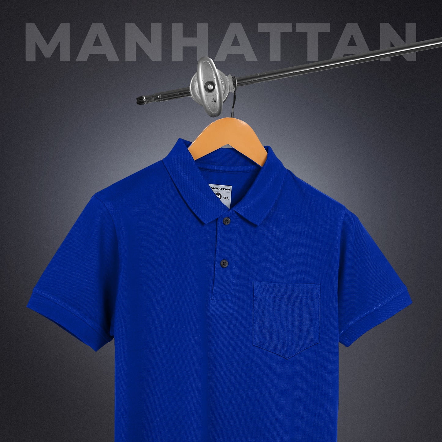 Pure Cotton Polo Pocket T Shirts (Azure Blue)