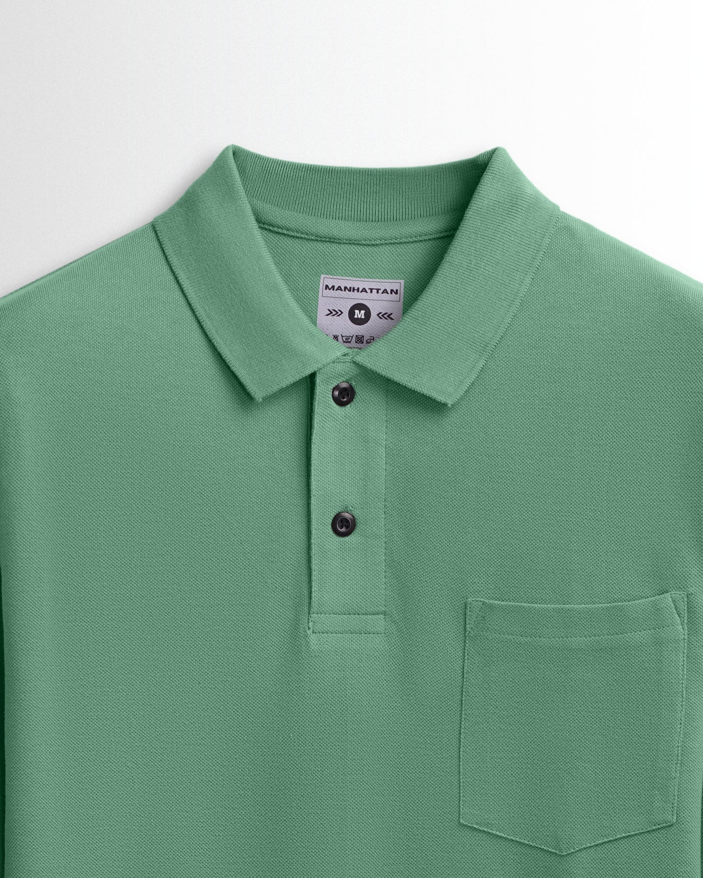 Cotton Polo Full Sleeve Unisex Olive Green Pocket