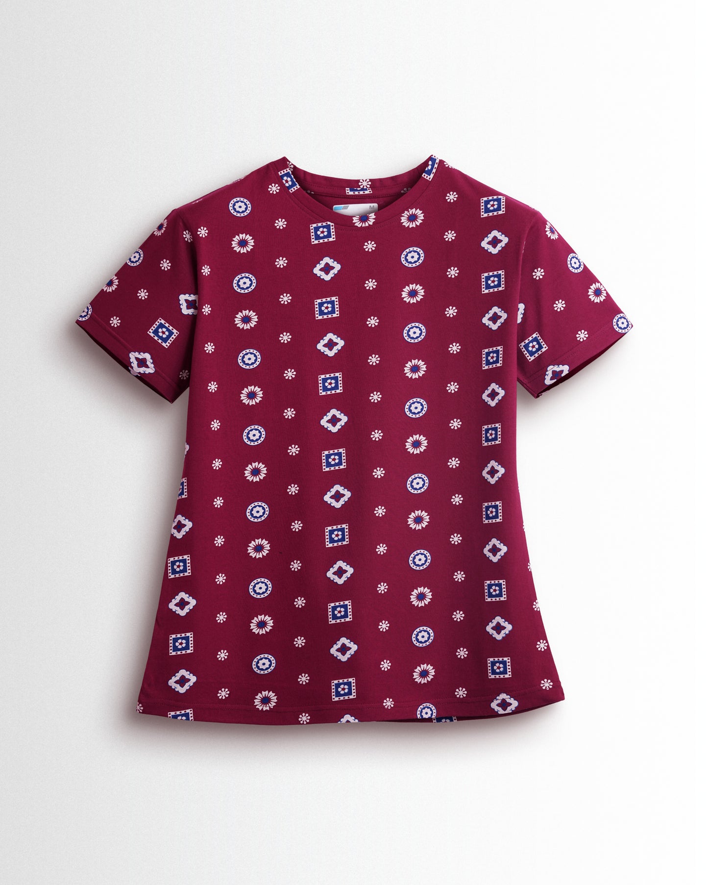 Women's Co ord set Maroon White Flower