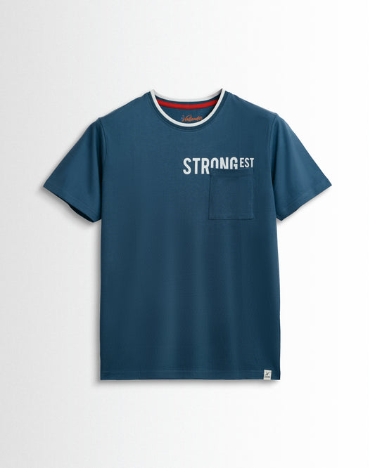 Round Neck Dark Blue Printed