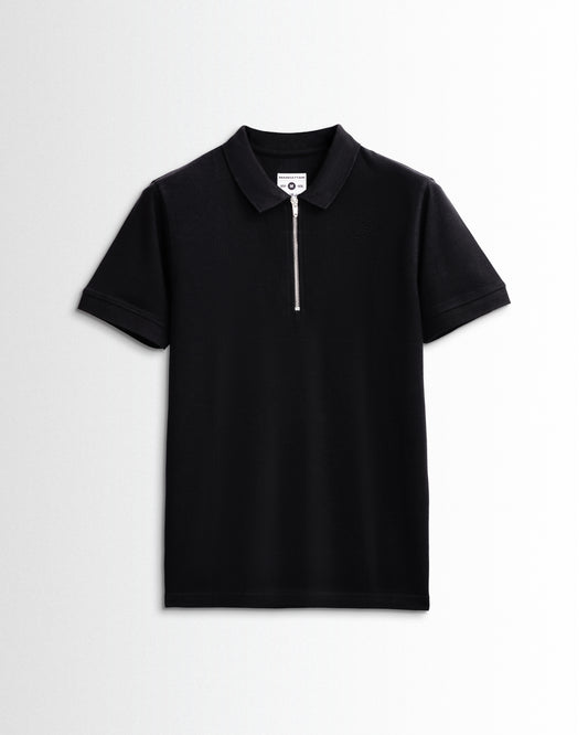 Polo Silver Zipper Black T Shirts (Poly Cotton)