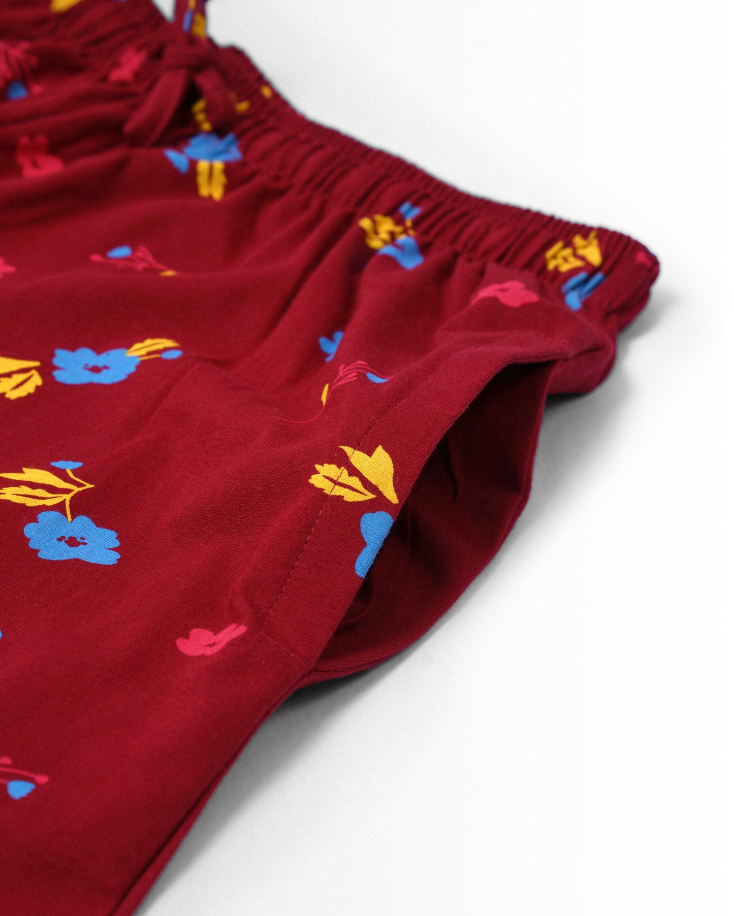 Women's Co ord set Maroon Blue Flower