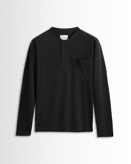 Henley Pocket Full Sleeve Black