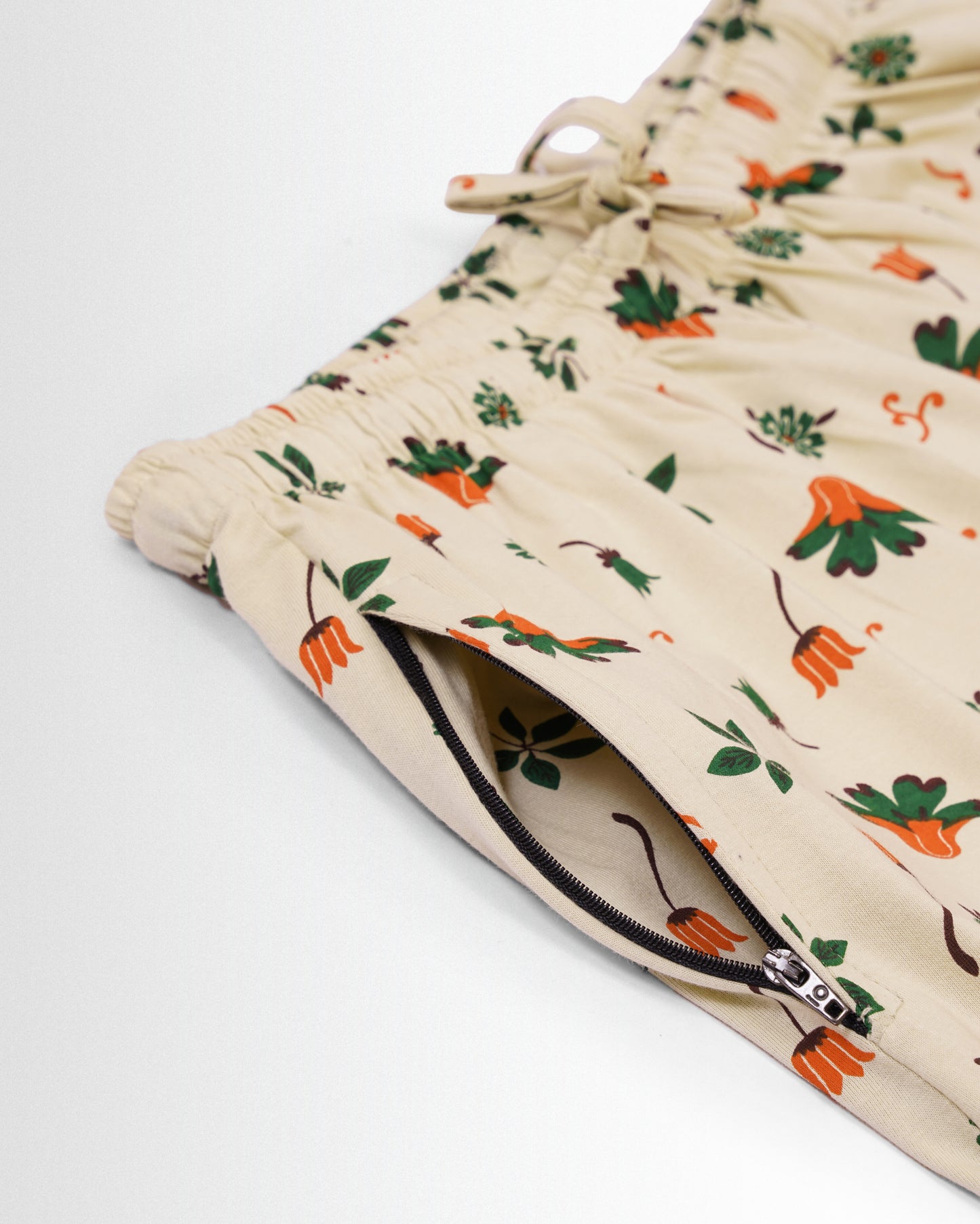 Women's Co ord set Beige Green Flower