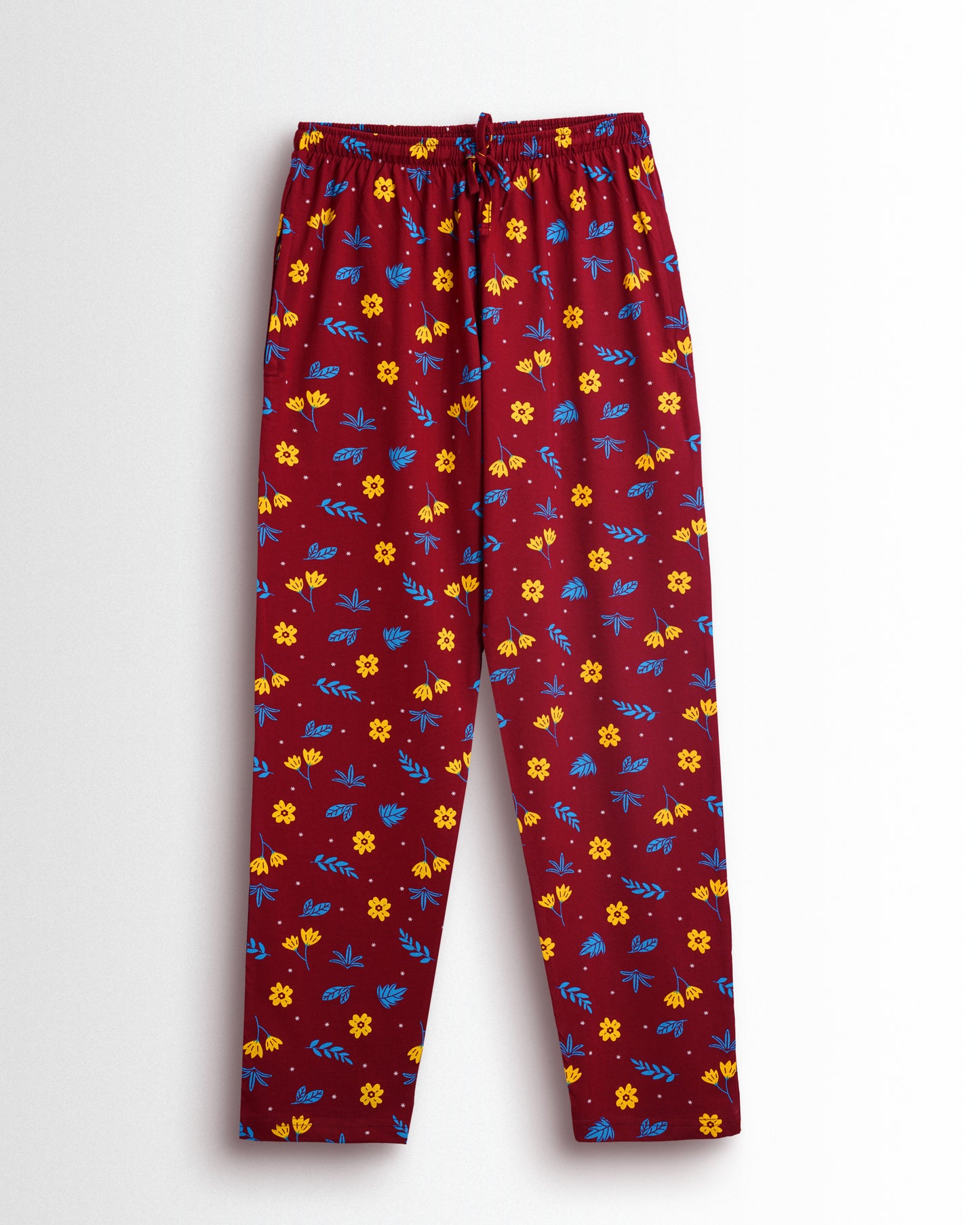Women's Co ord set Maroon Yellow Flower