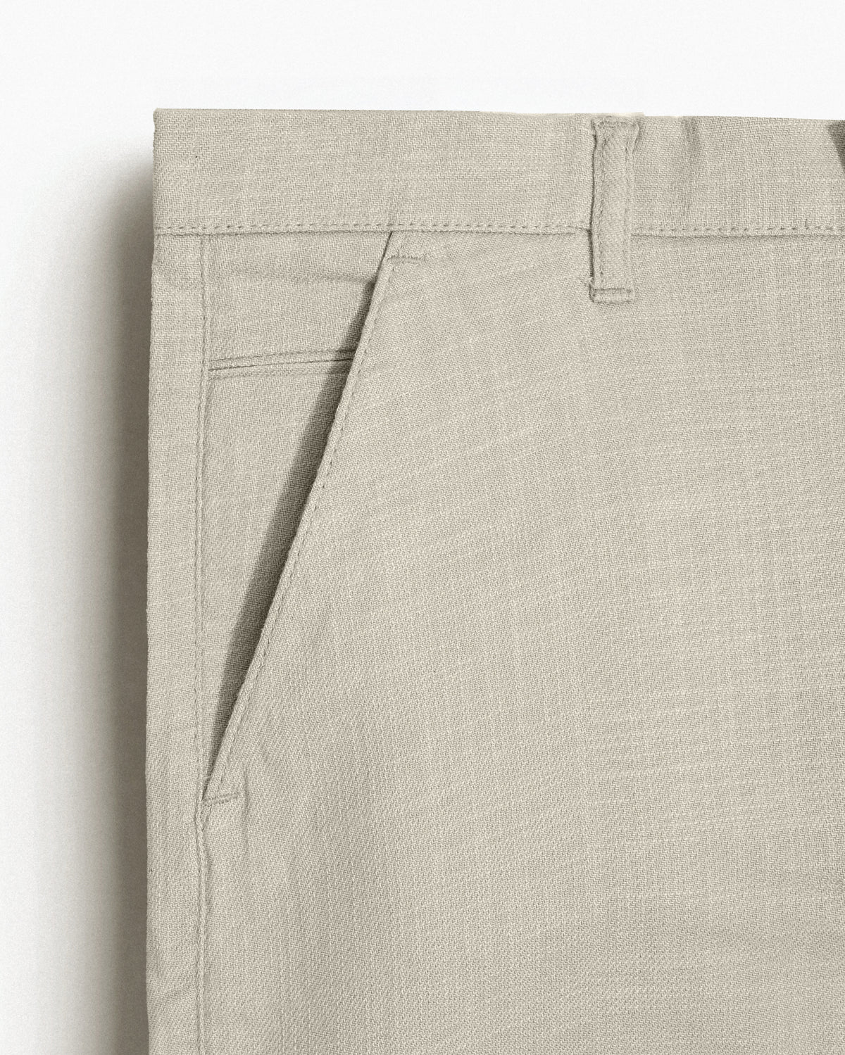 Cotton Casual Pants Beige Linen
