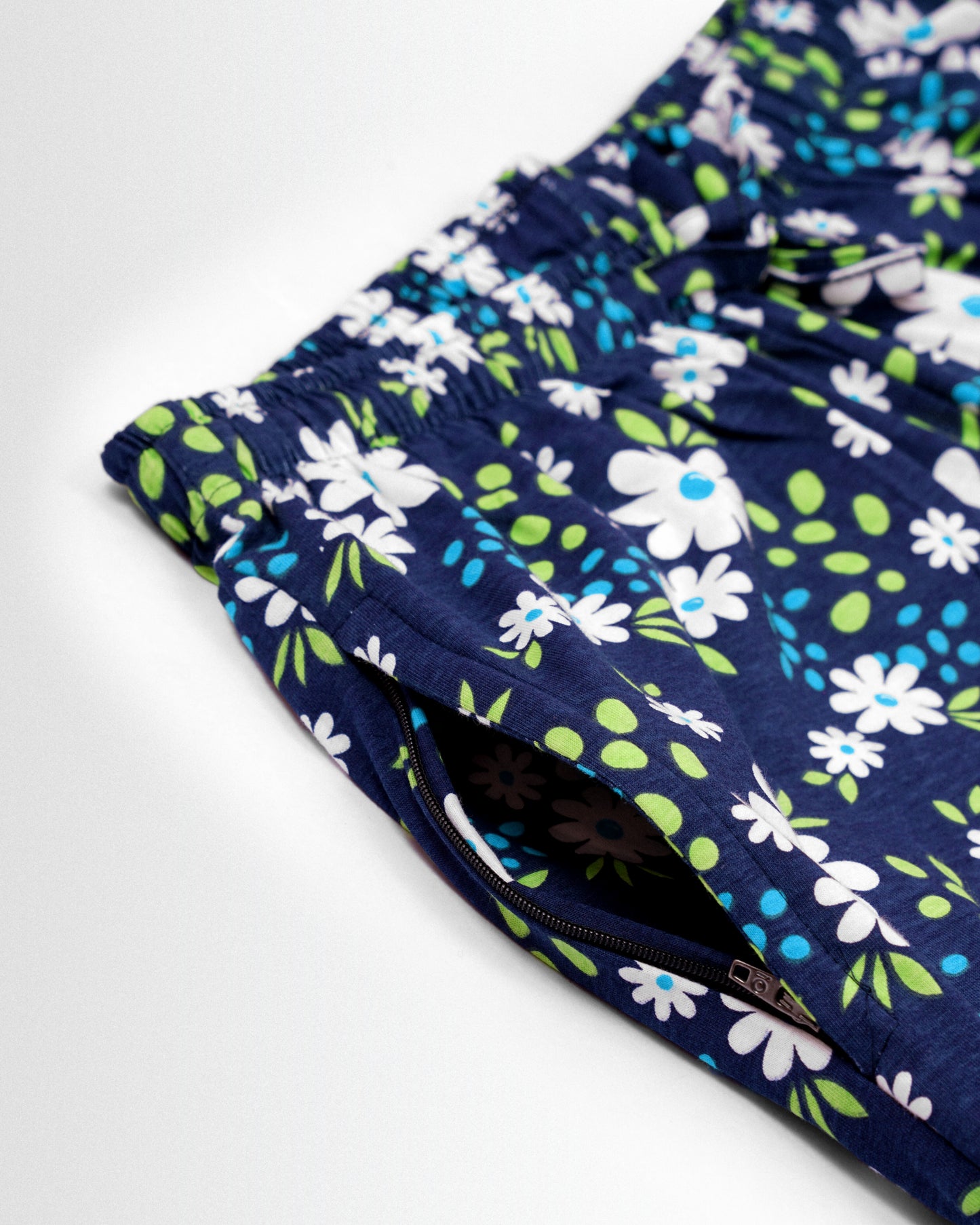 Women's Co ord set Navy White Flower