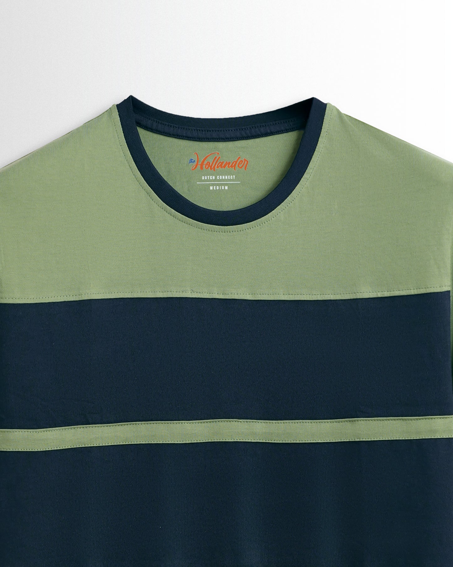 Round Neck Green Navy Cut and Sew