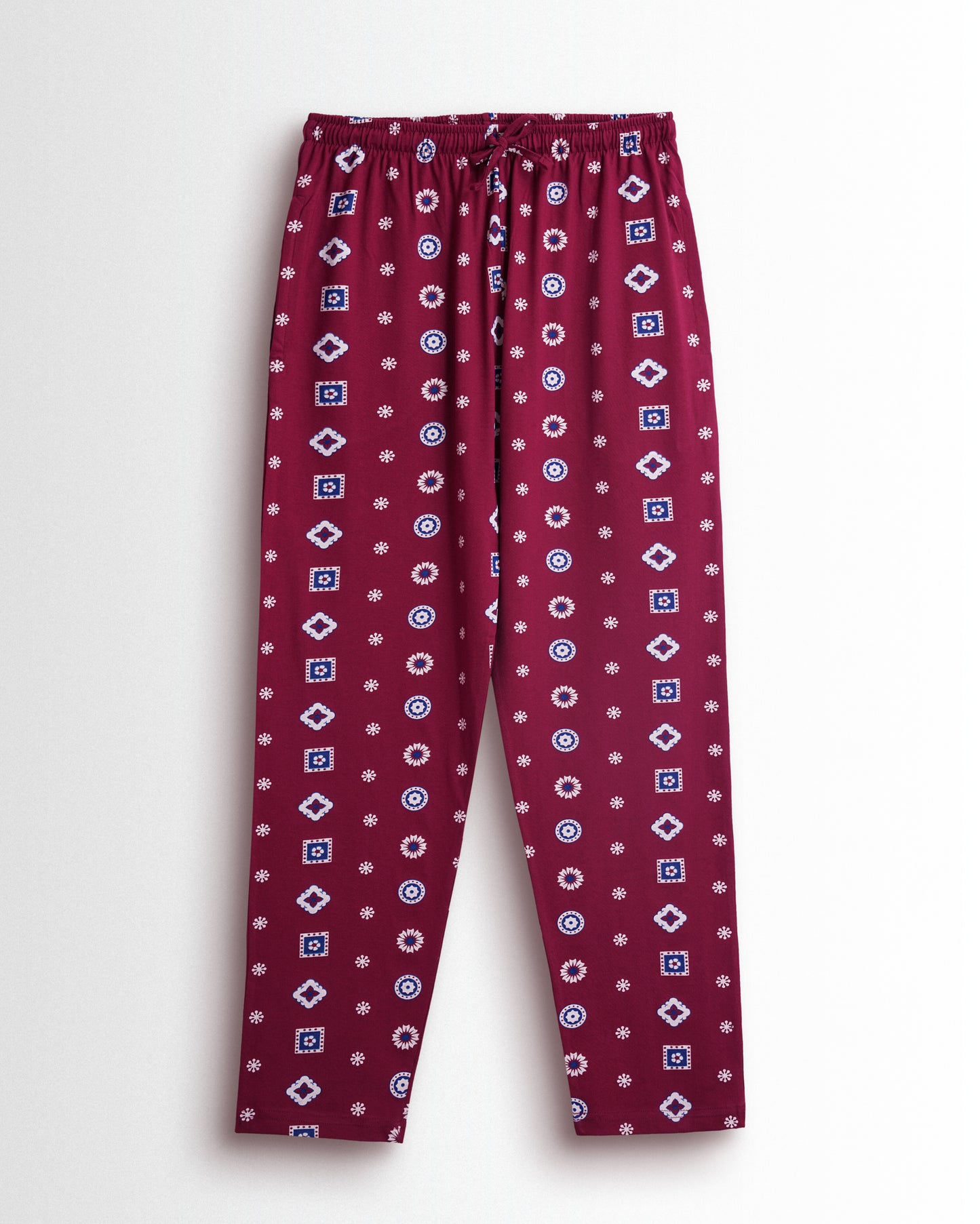 Women's Co ord set Maroon White Flower