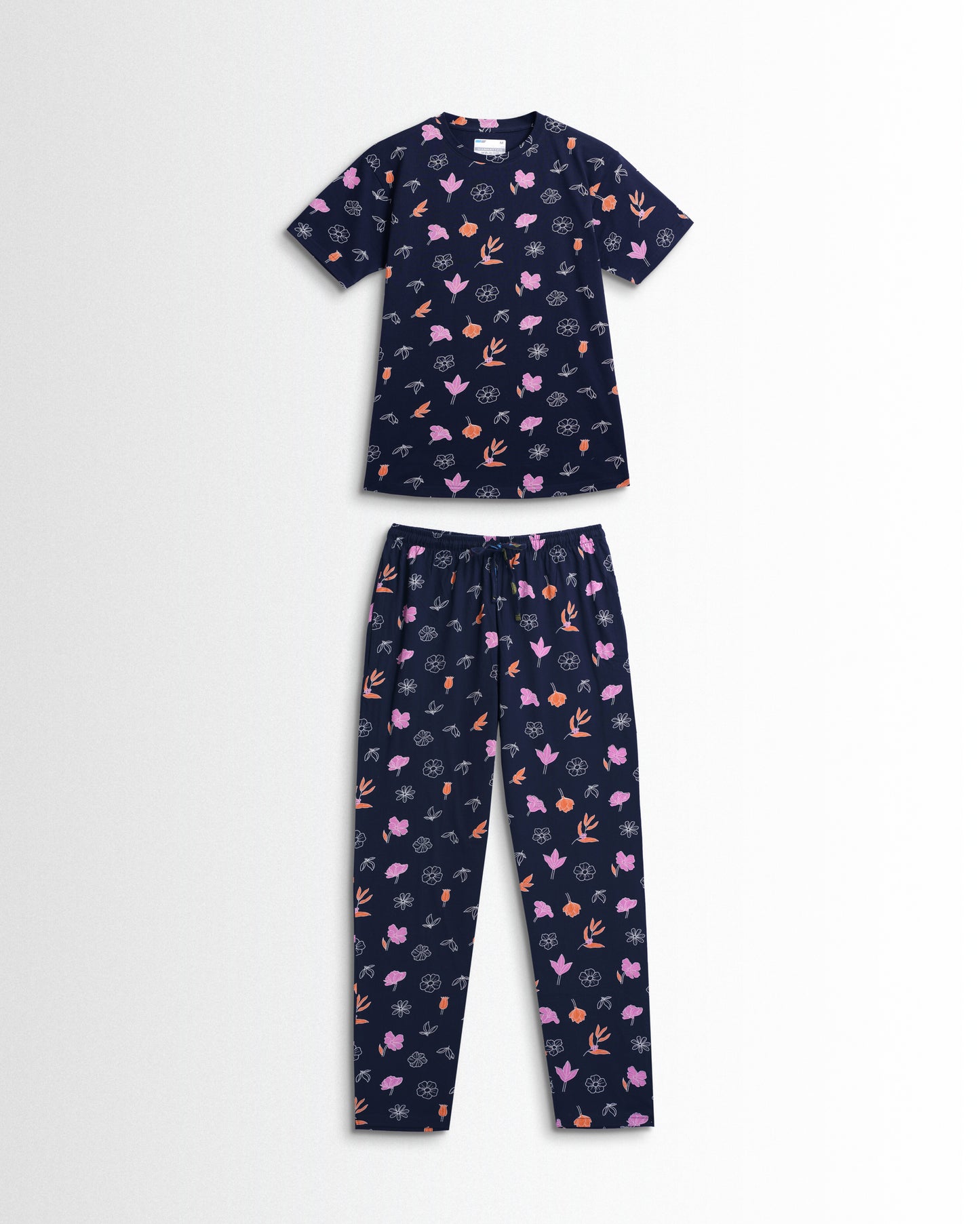 Women's Co ord set Navy Pink Flower