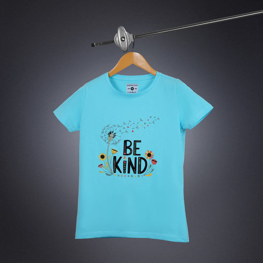 Womens Round Neck Regular Fit Sky Blue T Shirts