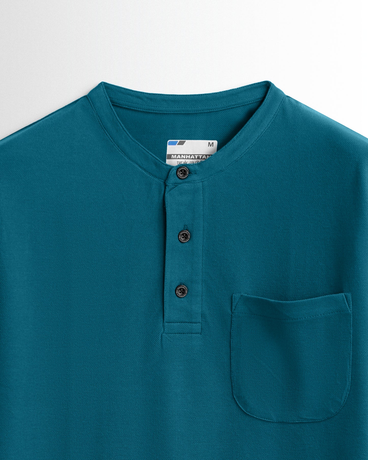 Henley Pocket Full Sleeve Teal Green