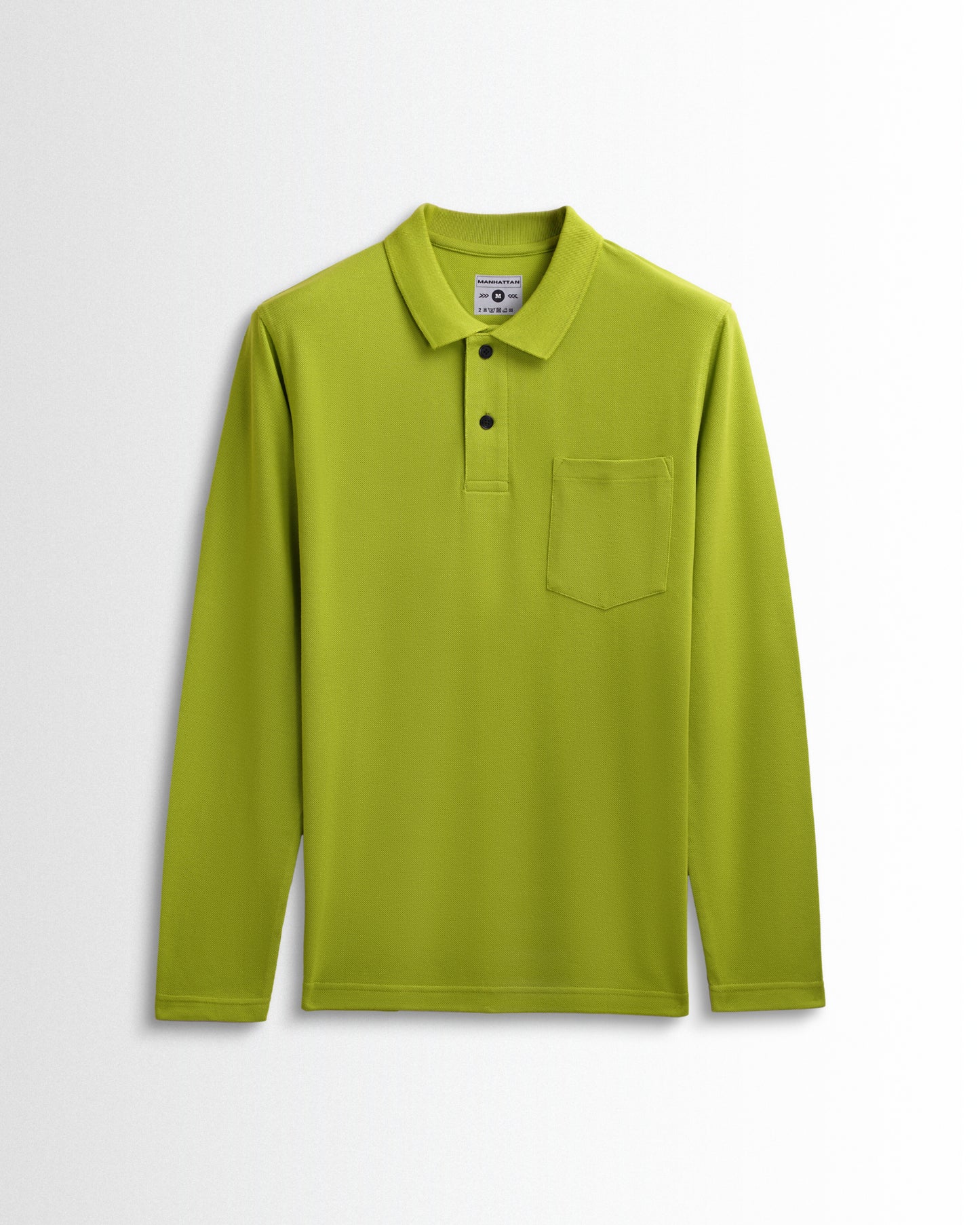 Cotton Polo Full Sleeve Unisex Apple Green Pocket
