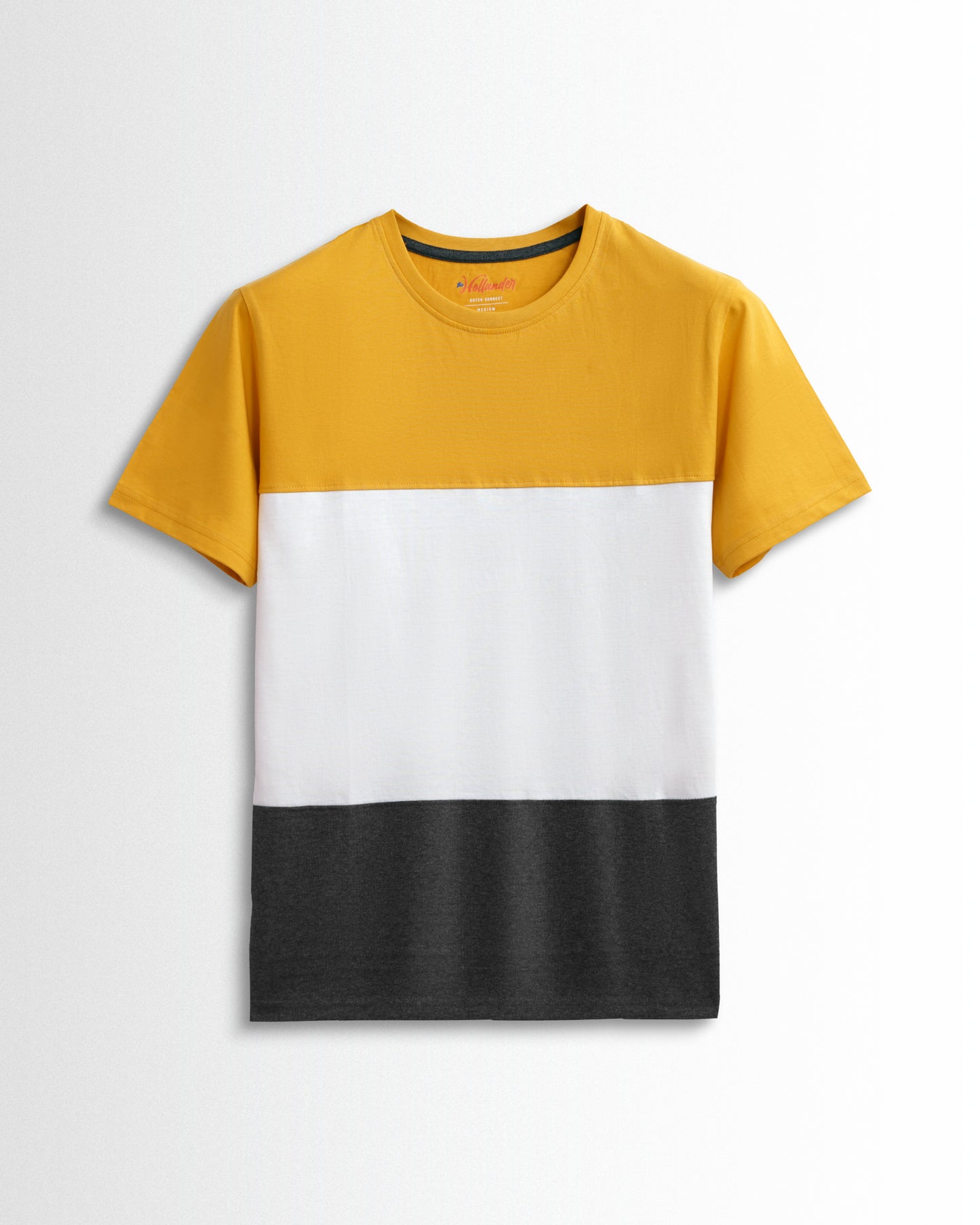 Round Neck Yellow White D.Grey Cut and Sew