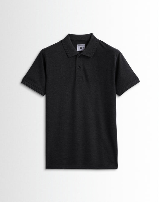 Rich in Cotton Polo Plain T Shirts (Charcoal Melange) Without Pocket