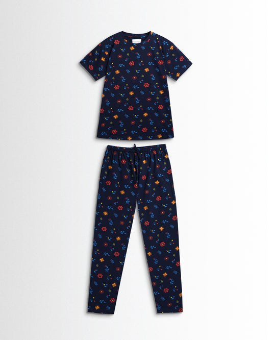 Women's Co ord set Navy (Flower)