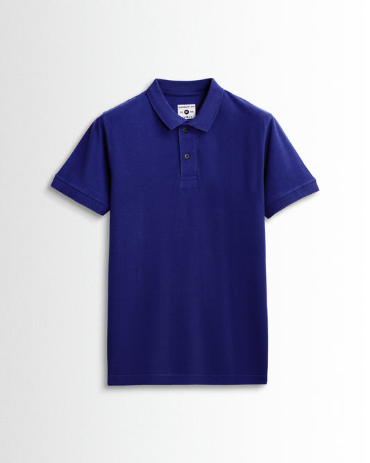 Pure Cotton Polo Plain T Shirts (Azure Blue) Without Pocket