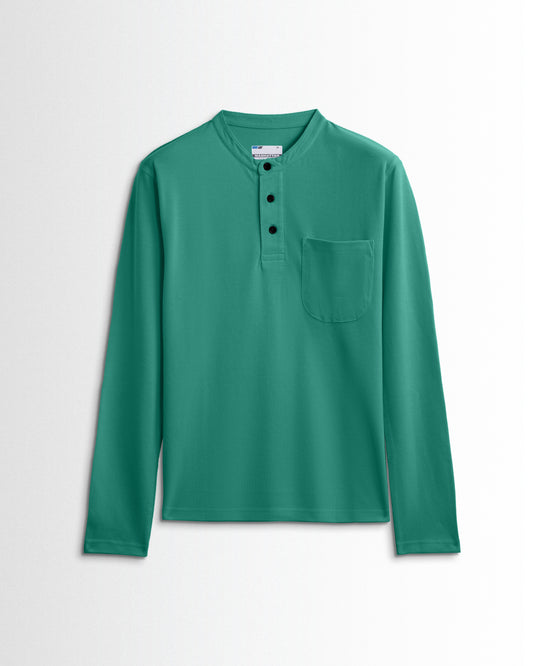 Henley Pocket Full Sleeve Jade Green