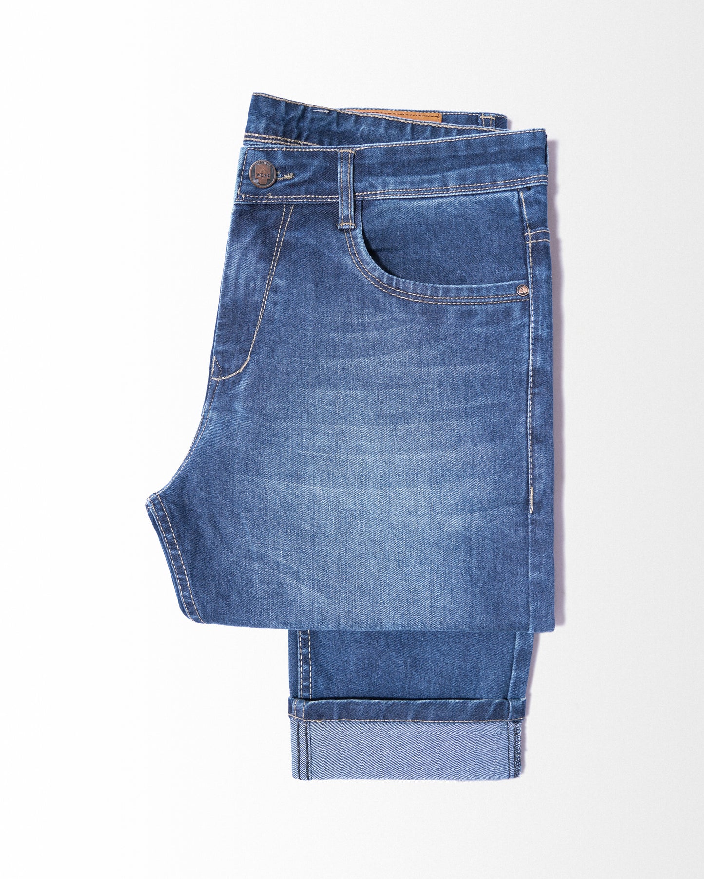 Regular Cotton Jeans Pant Mid Blue