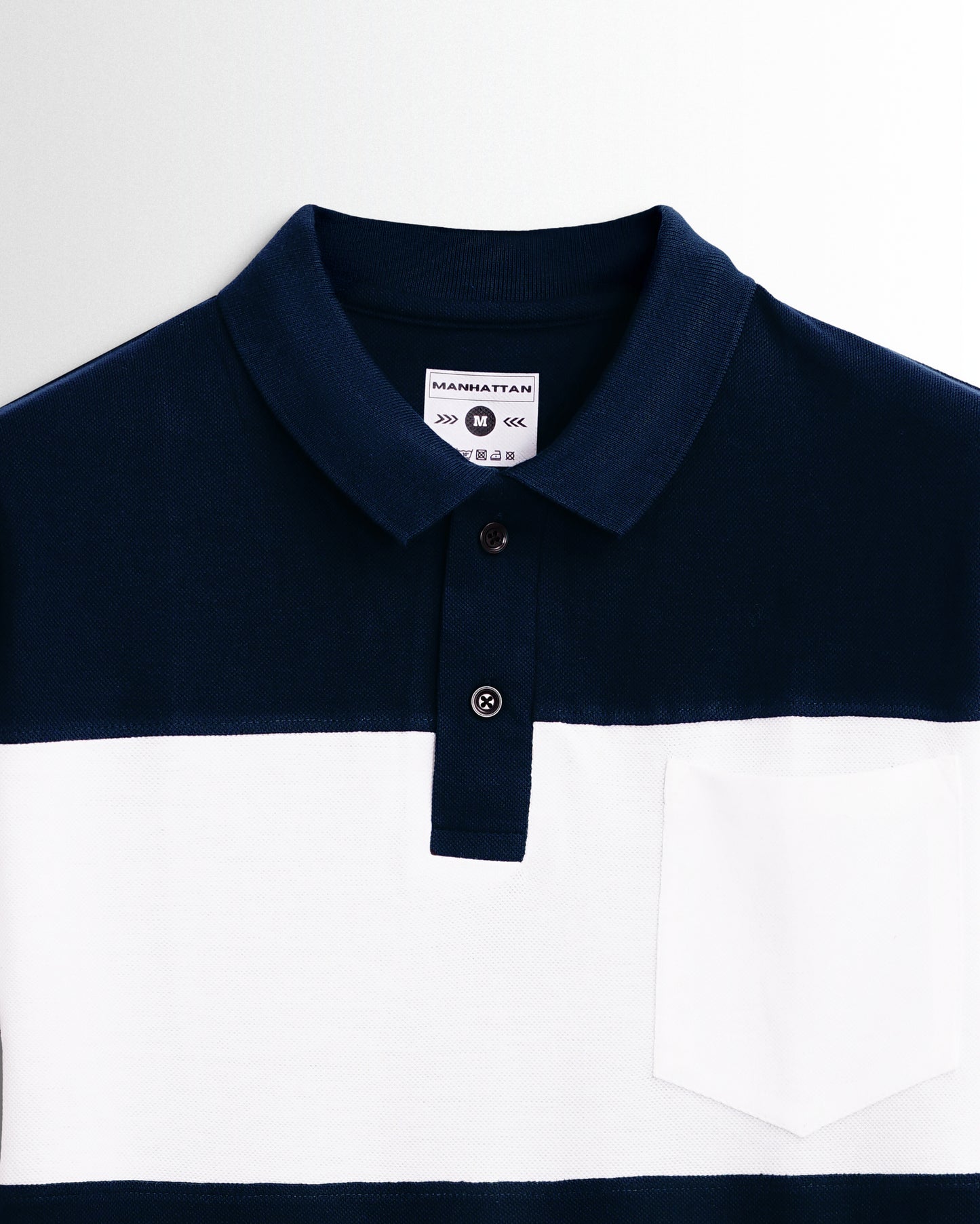 Pure Cotton Polo Pocket T Shirts (Navy/White Combo B) Cut & Sew