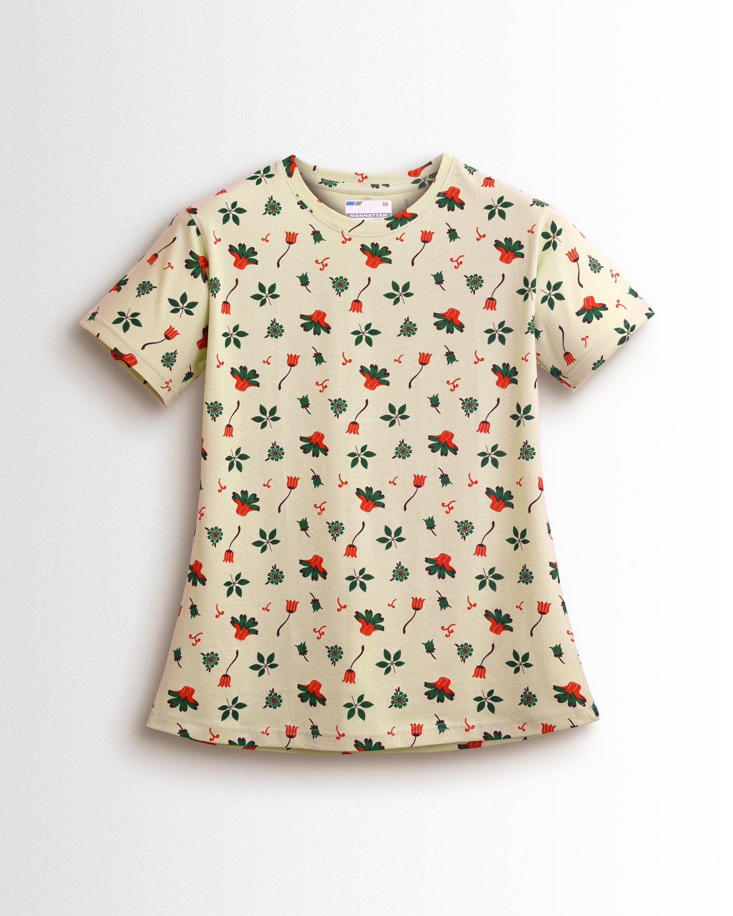 Women's Co ord set Beige Green Flower