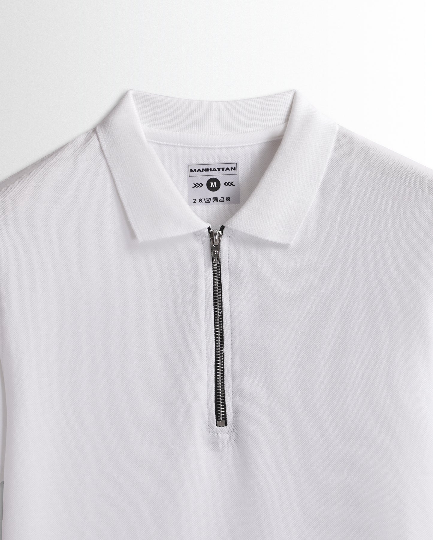 Polo Silver Zipper White T Shirts (Poly Cotton)