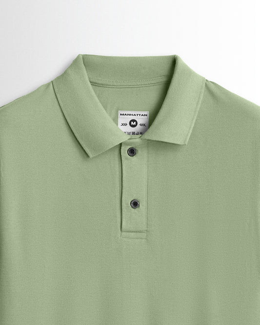 Pure Cotton Polo Plain T Shirts (Light Pista) Without Pocket