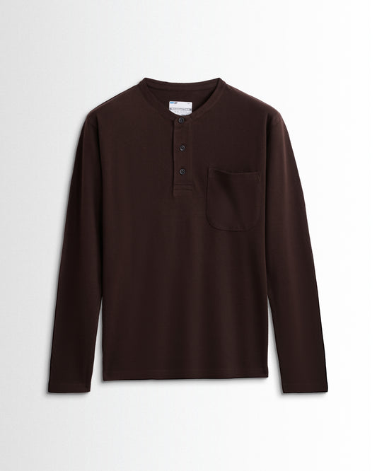 Henley Pocket Full Sleeve Coffee Brown