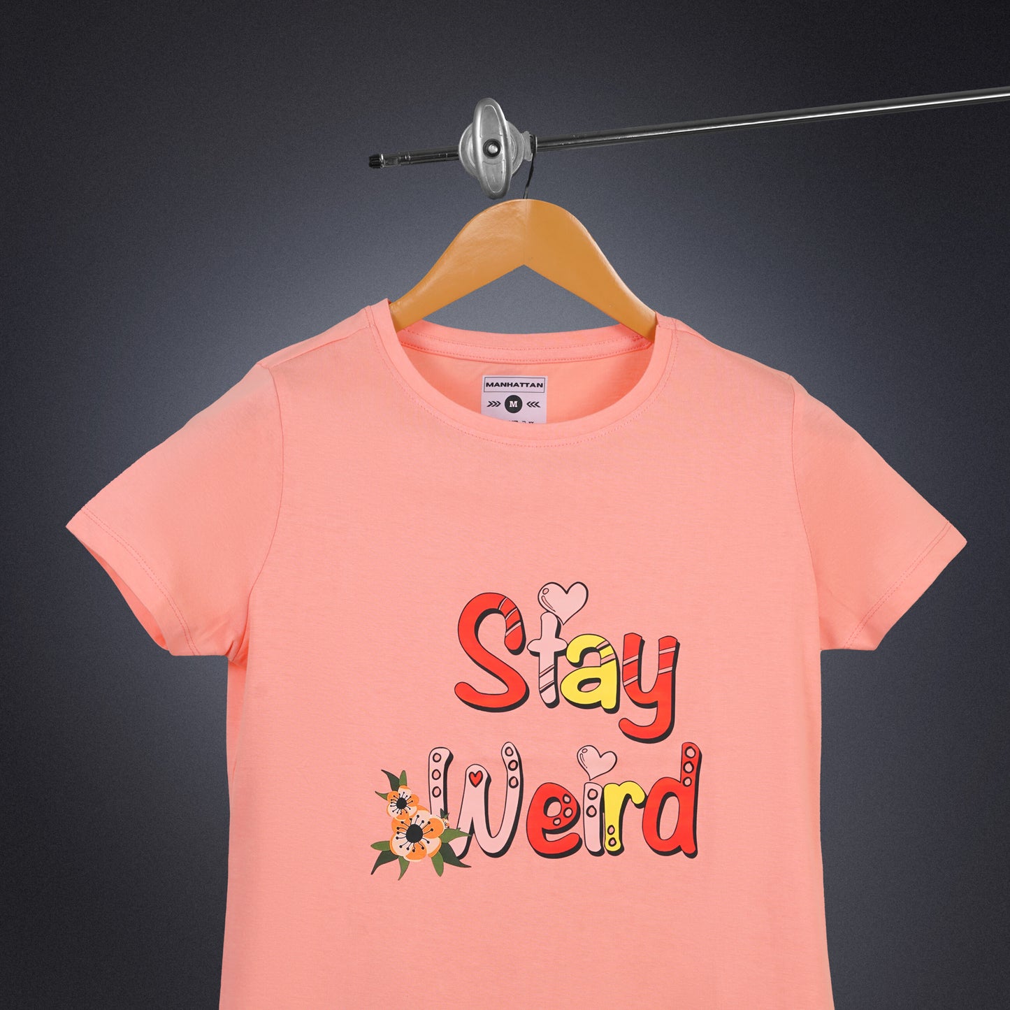 Womens Round Neck Regular Fit Light Orange T Shirts