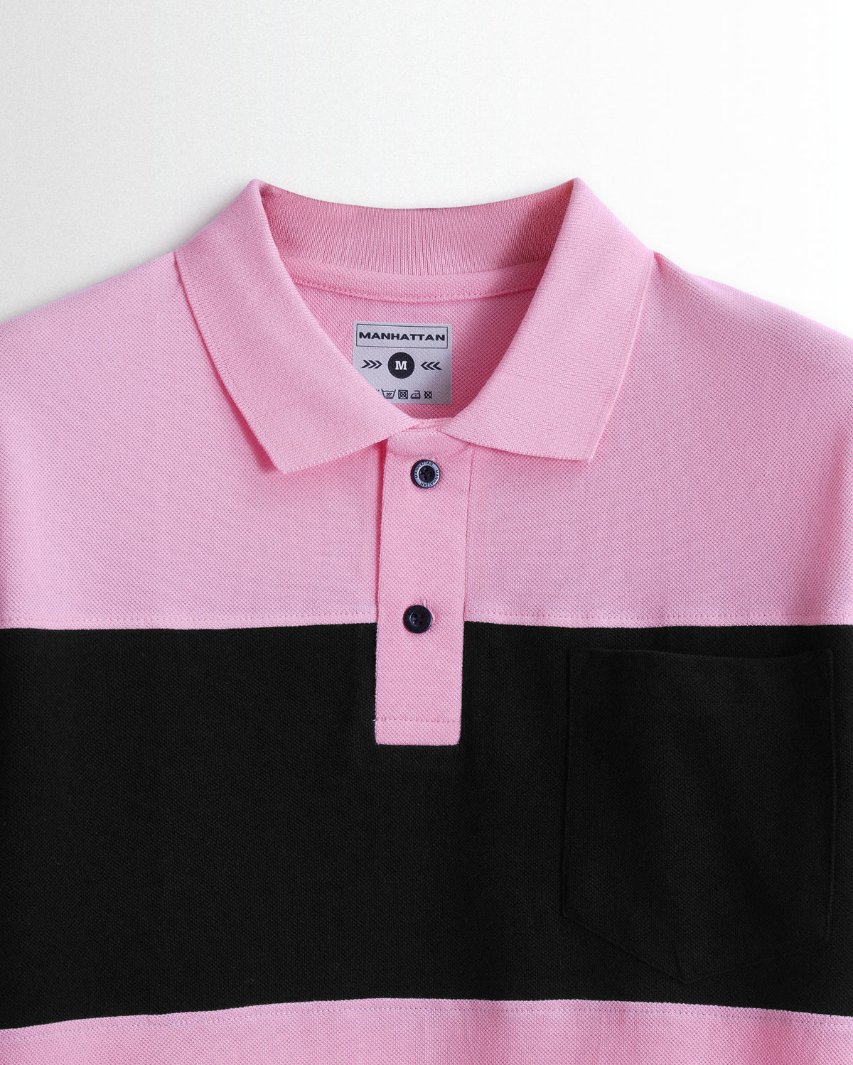 Pure Cotton Polo Pocket T shirts (Pink/Black) Cut & Sew