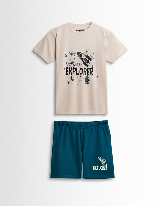 Kids Boys Set Beige/Teal Blue