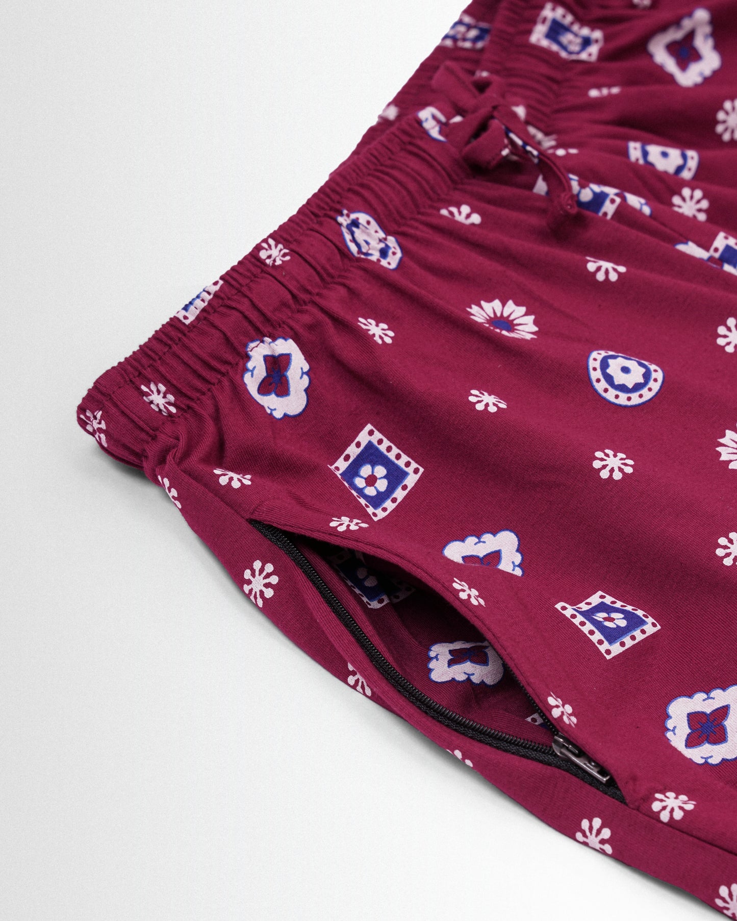 Women's Co ord set Maroon White Flower