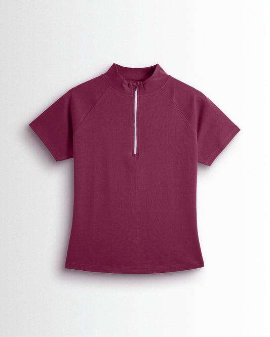 Womens Hineck Zipper Cherry Red