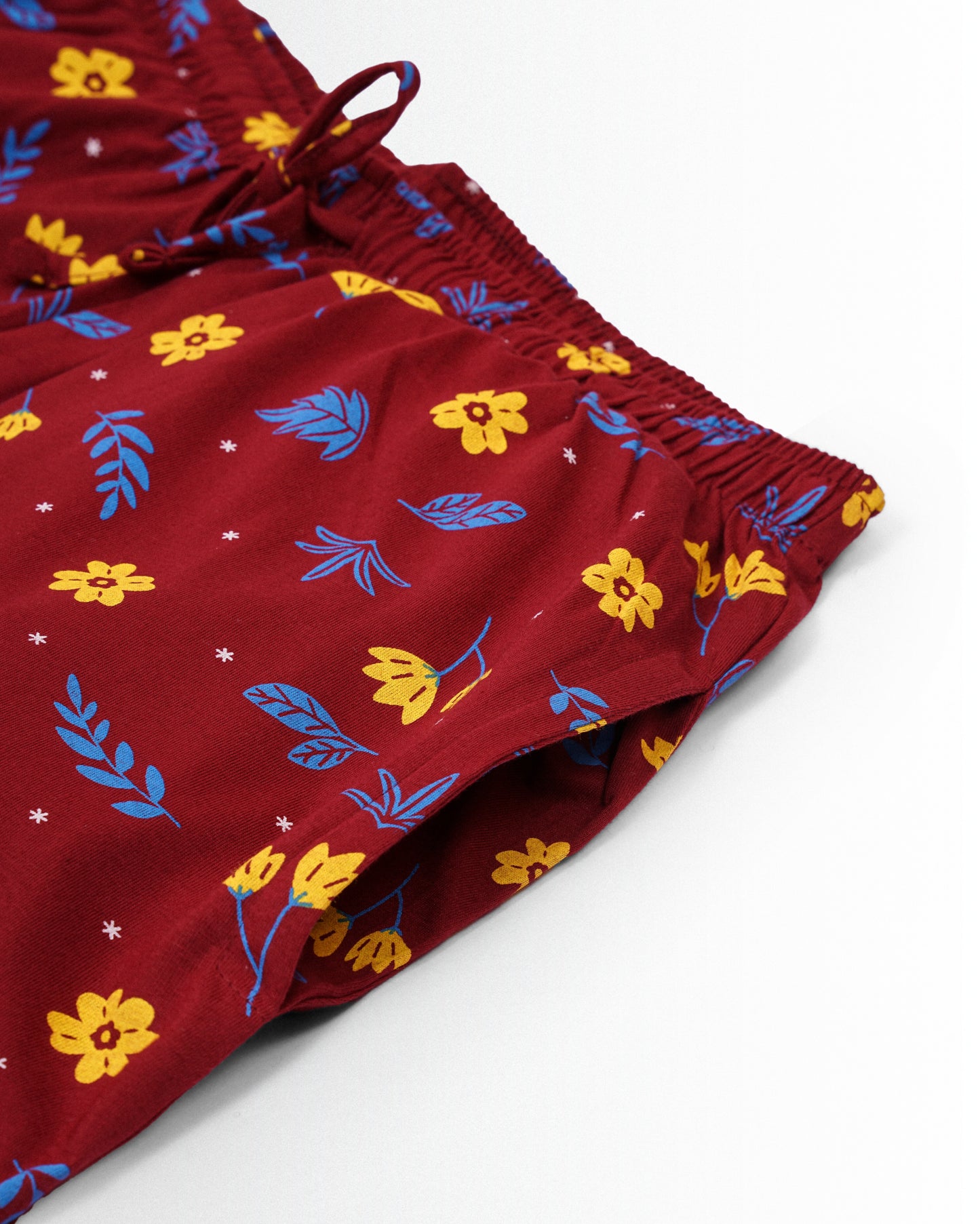 Women's Co ord set Maroon Yellow Flower