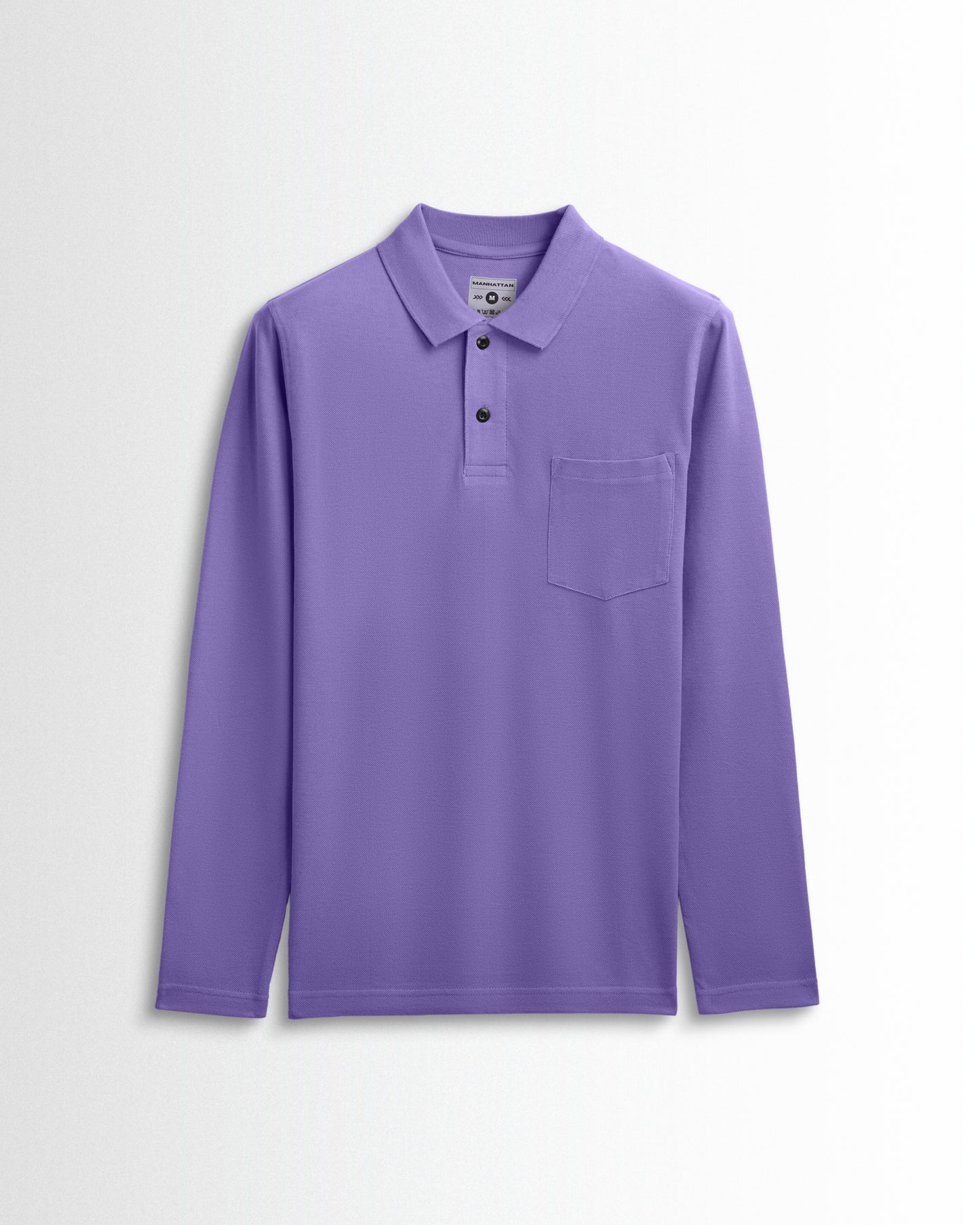 Cotton Polo Full Sleeve Unisex Lavender Pocket
